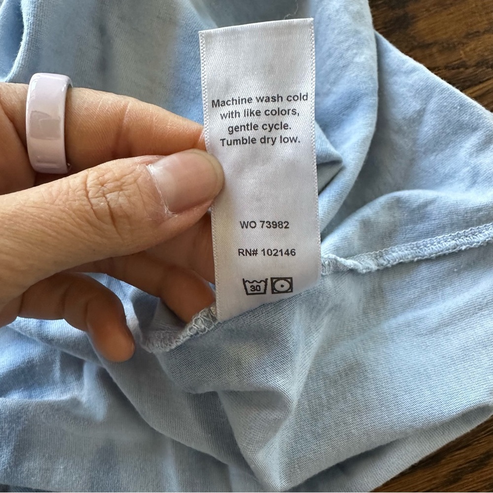 Michael Stars Blue Tie Dye Cotton T-Shirt Dress | Light Blue V-Neck Tee - Picture 11 of 13